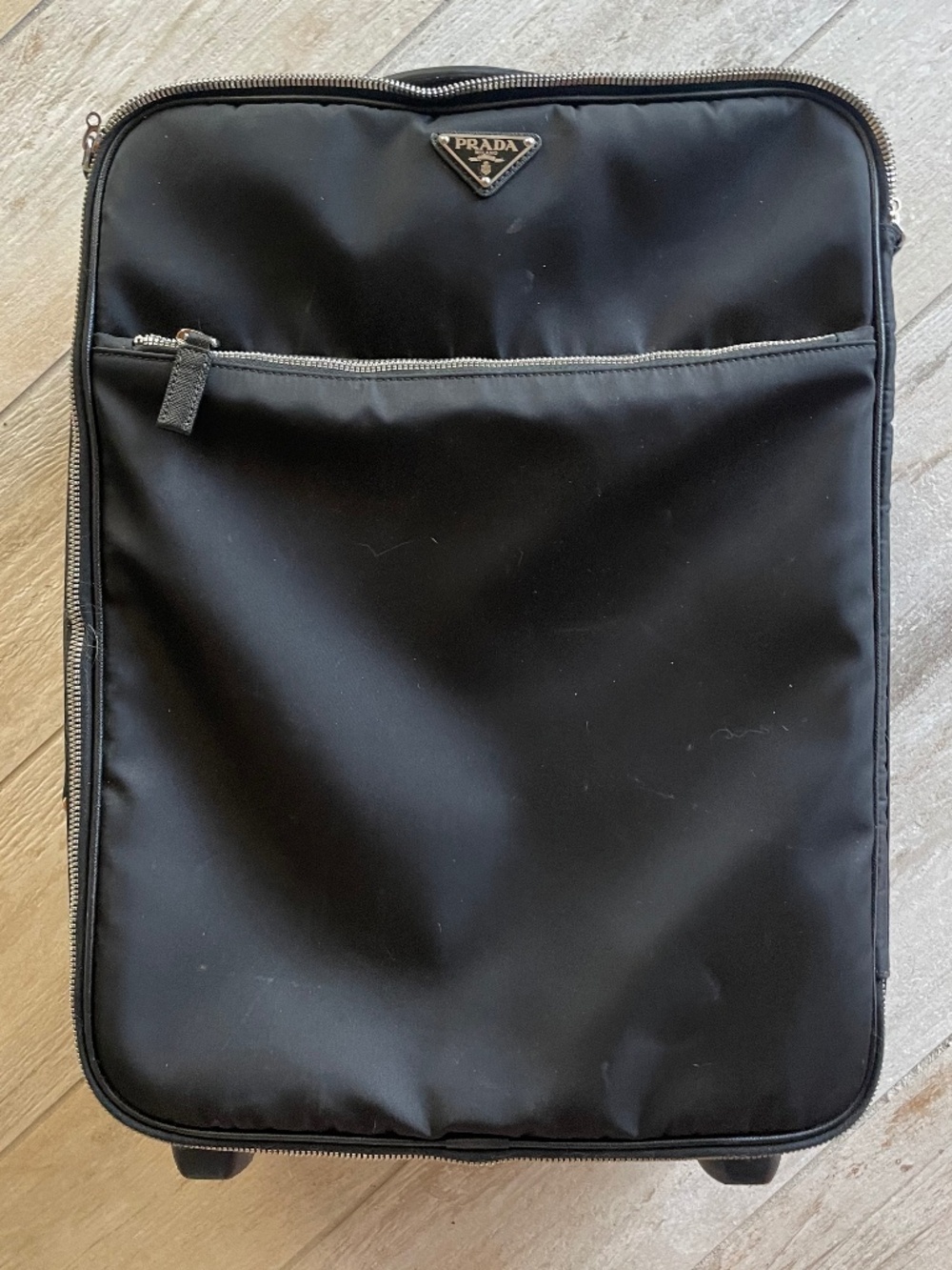 Men/Women Prada logo Tessuto & Saffiano Rolling Suitcase black w/dustbag padlock